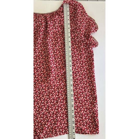 Max Studio Red Floral Peasant Blouse XXL Ruffle Tie Neck Balloon Sleeve Boho Top - Picture 8 of 9
